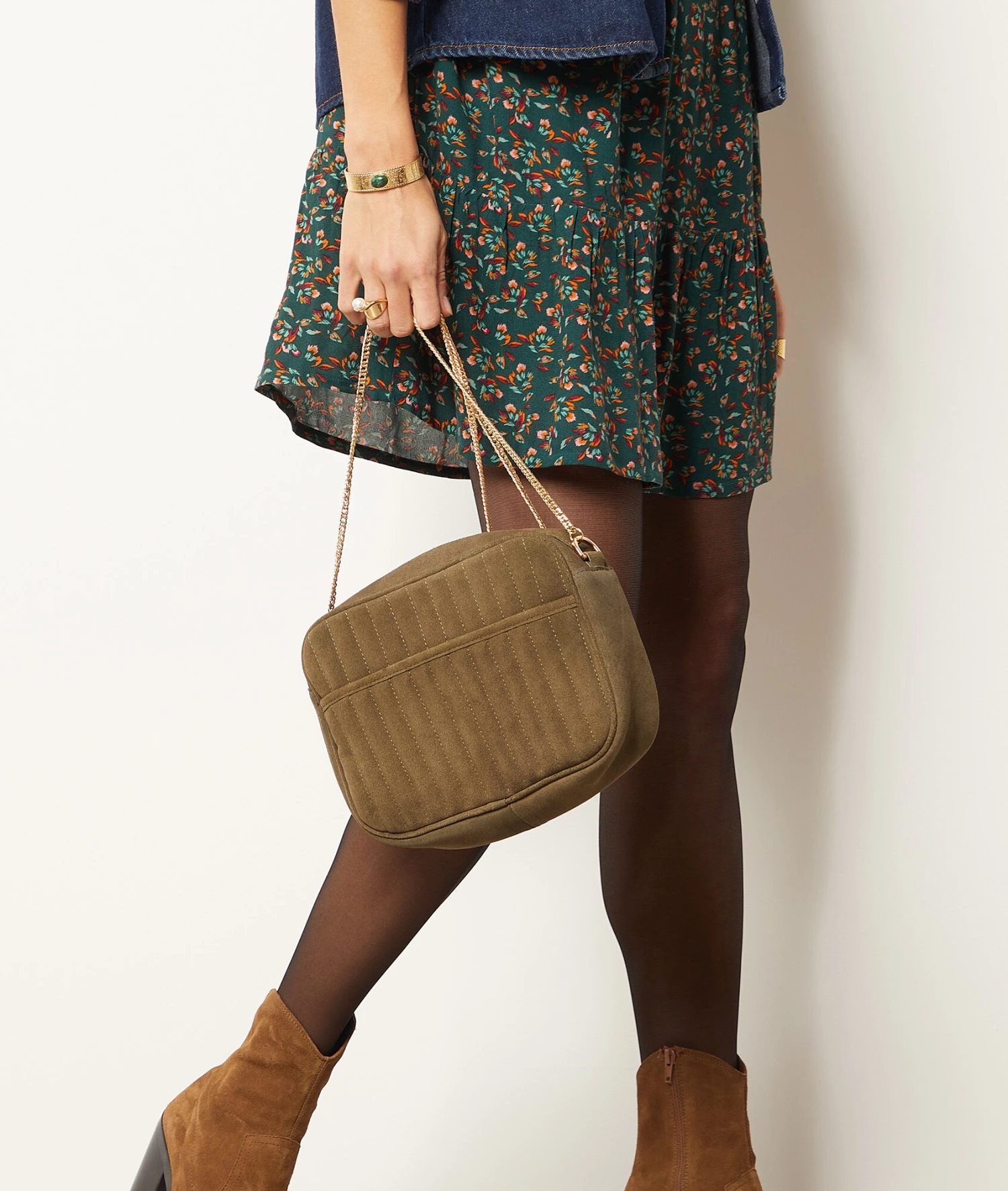 Flora Schultertasche KHAKI 1 Flora Schultertasche KHAKI