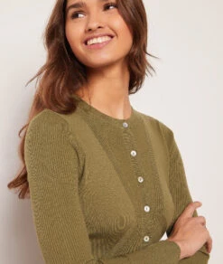 Weste Aus Gripptem Strick TANNENGRÜN -Etam Verkäufe 653867645 b