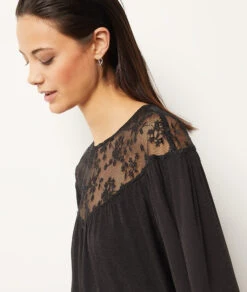 Kleid Mit Stickerei Am Dekolleté SCHWARZ 8 Kleid Mit Stickerei Am Dekolleté SCHWARZ -Etam Verkäufe 653869905 b