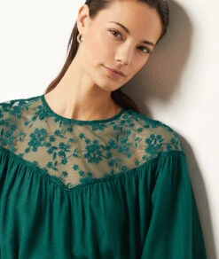 Kleid Mit Stickerei Am Dekolleté GRÜN 8 Kleid Mit Stickerei Am Dekolleté GRÜN -Etam Verkäufe 653869946 b