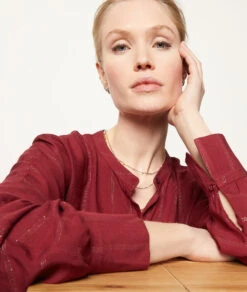 Bluse Mit Schimmernden Details GRANATROT -Etam Verkäufe 653873775 b