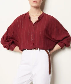 Bluse Mit Schimmernden Details GRANATROT -Etam Verkäufe 653873775 c