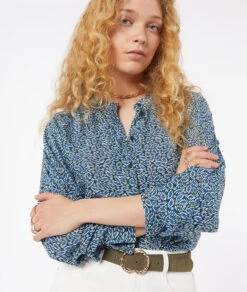 Bluse Mit Print Mit Schimmernden Details MARINEBLAU -Etam Verkäufe 653874037 c