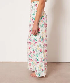 High Waist Pyjamahose mit Floralem Print - Weiche Schlafhose in Mehrfarbig