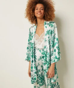 Edles Geblümtes Negligé in Grün – Zarte Nachtwäsche für Damen -Etam Verkäufe 653895546 6