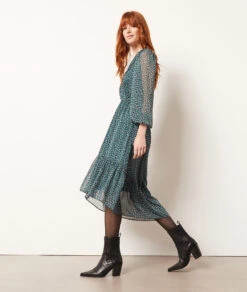 Langes Kleid Mit Print GRÜN