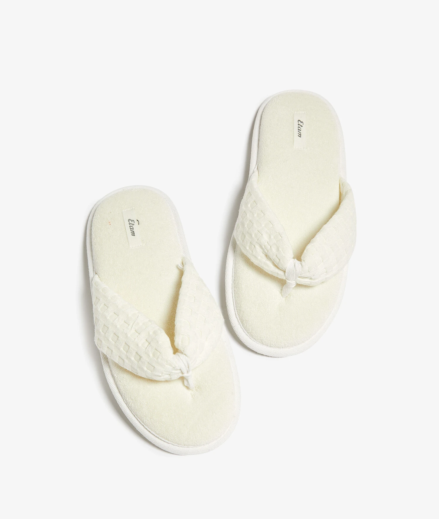 Premium Cotton Honeycomb Flip-Flop Slippers - Breathable Ecru House Shoes 4 Premium Cotton Honeycomb Flip-Flop Slippers - Breathable Ecru House Shoes – Bild 4