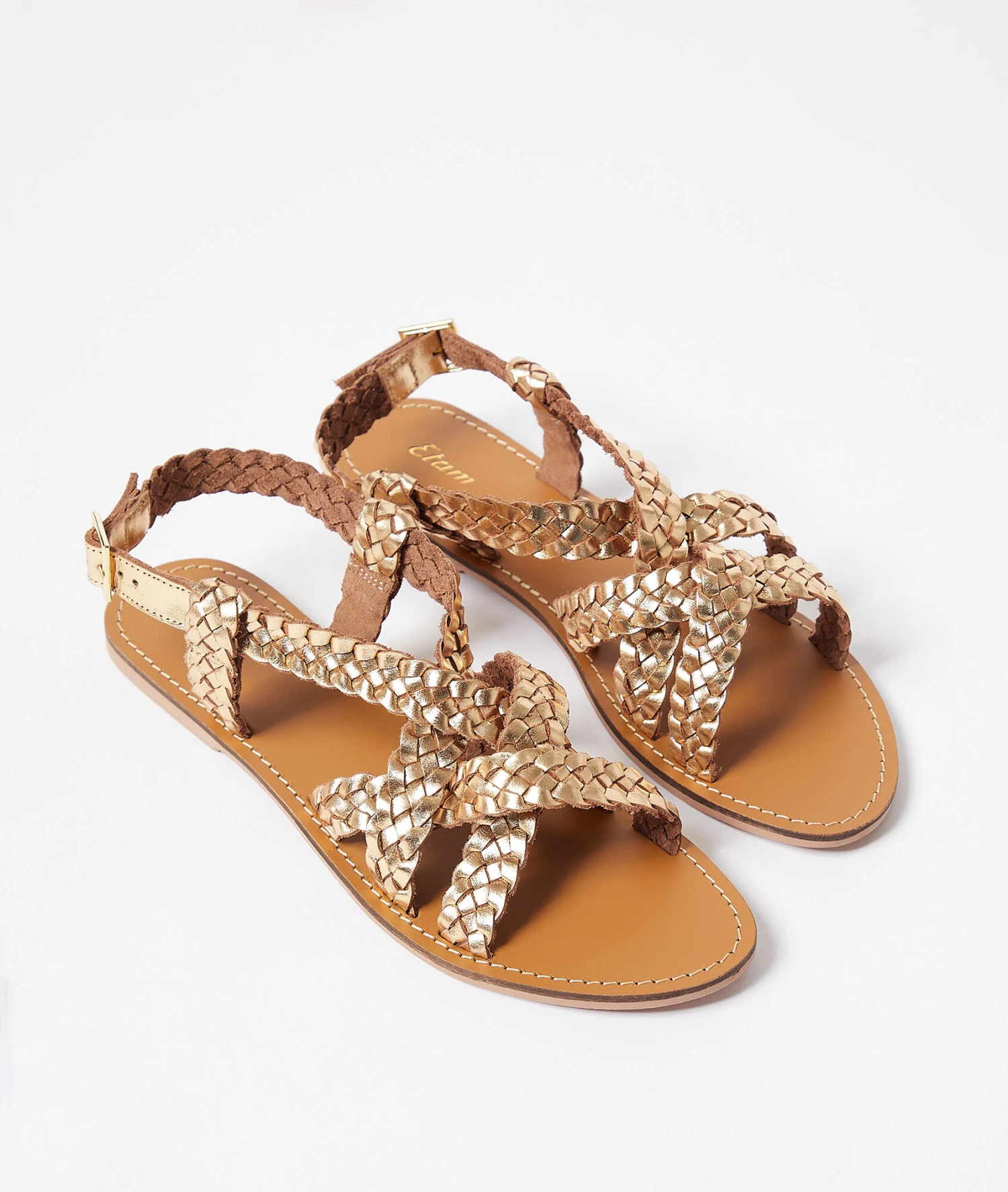 Elegant Gold Braided Leather Sandals for Women - Stylish Summer Comfort 1 Elegant Gold Braided Leather Sandals for Women - Stylish Summer Comfort