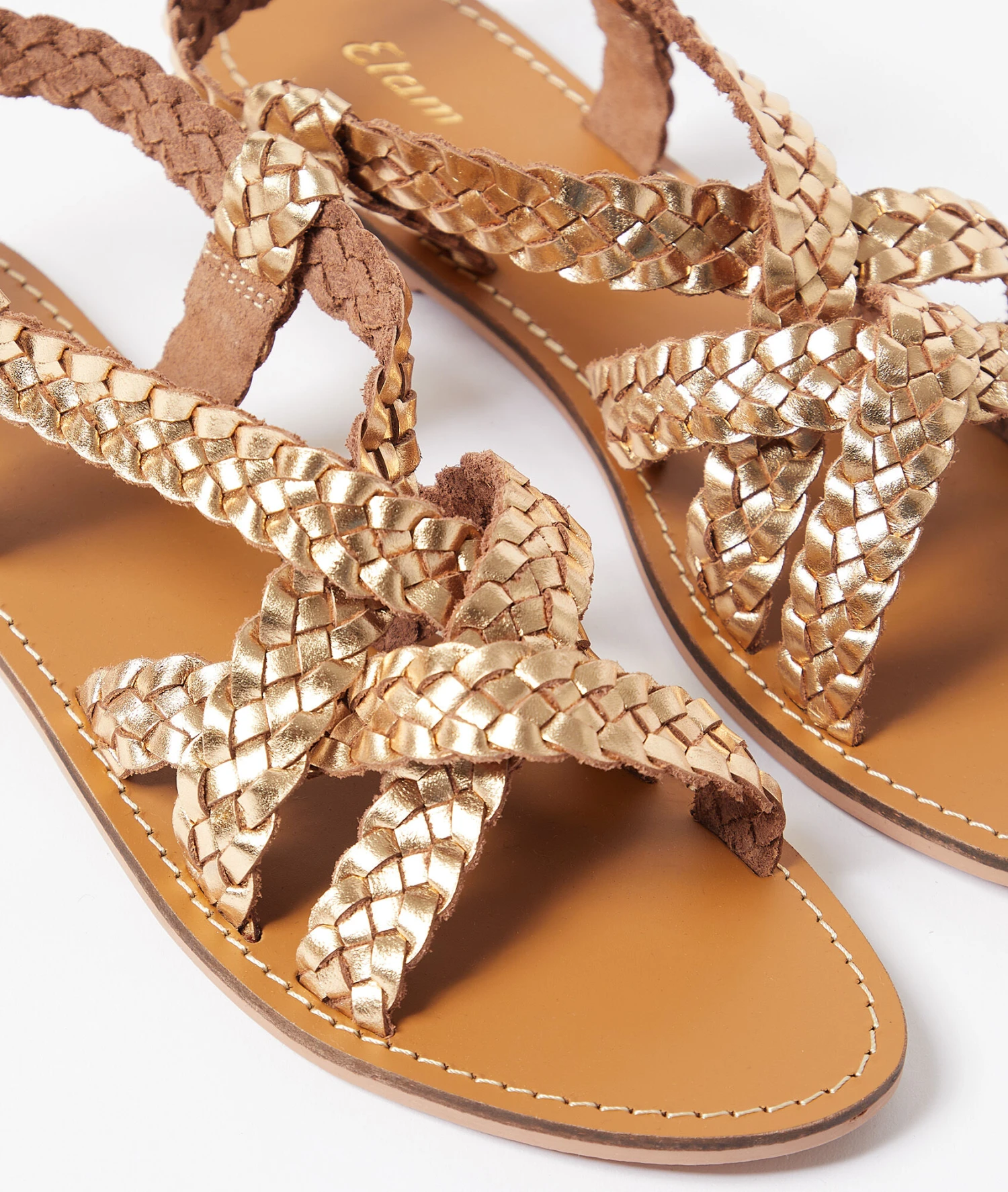 Elegant Gold Braided Leather Sandals for Women - Stylish Summer Comfort 4 Elegant Gold Braided Leather Sandals for Women - Stylish Summer Comfort – Bild 4