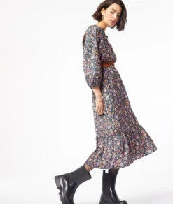 Langes Kleid Mit Print RÖTLICH VIOLETT -Etam Verkäufe 653908533 c