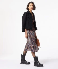 Langes Kleid Mit Print RÖTLICH VIOLETT