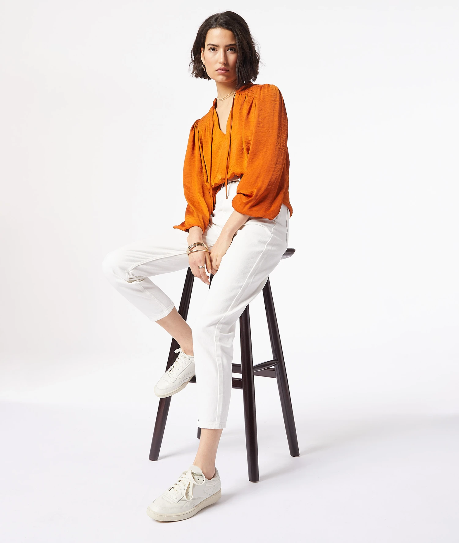 Fließend Fallende Bluse KASTANIE 1 Fließend Fallende Bluse KASTANIE