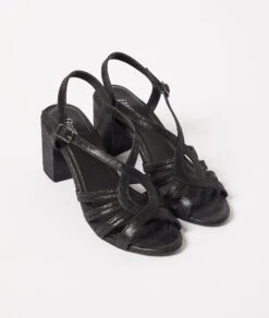 Sandalen Mit Absatz Aus Leder SCHWARZ