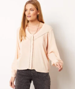 Hemdbluse Mit Langen Ärmeln PUDERROSA -Etam Verkäufe 653919876 c