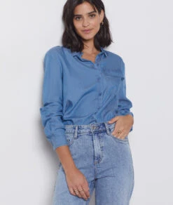 Hemdbluse Mit Langen Ärmeln HIMMELBLAU