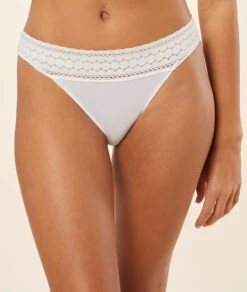 Soft White Modal Panty with Elegant Lace Waistband