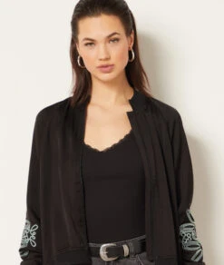 Jacke Mit Gestickten Details SCHWARZ -Etam Verkäufe 653926105 c