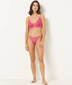 Spitzen-Bikiniunterteil in Bonbonrosa - Eleganter Damen Slip