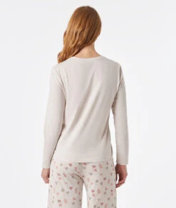 Kuscheliges Damen Langarm-Schlafshirt mit Herz-Print - Beige -Etam Verkäufe 653934883 a