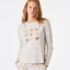 Kuscheliges Damen Langarm-Schlafshirt mit Herz-Print - Beige -Etam Verkäufe 653934883 x