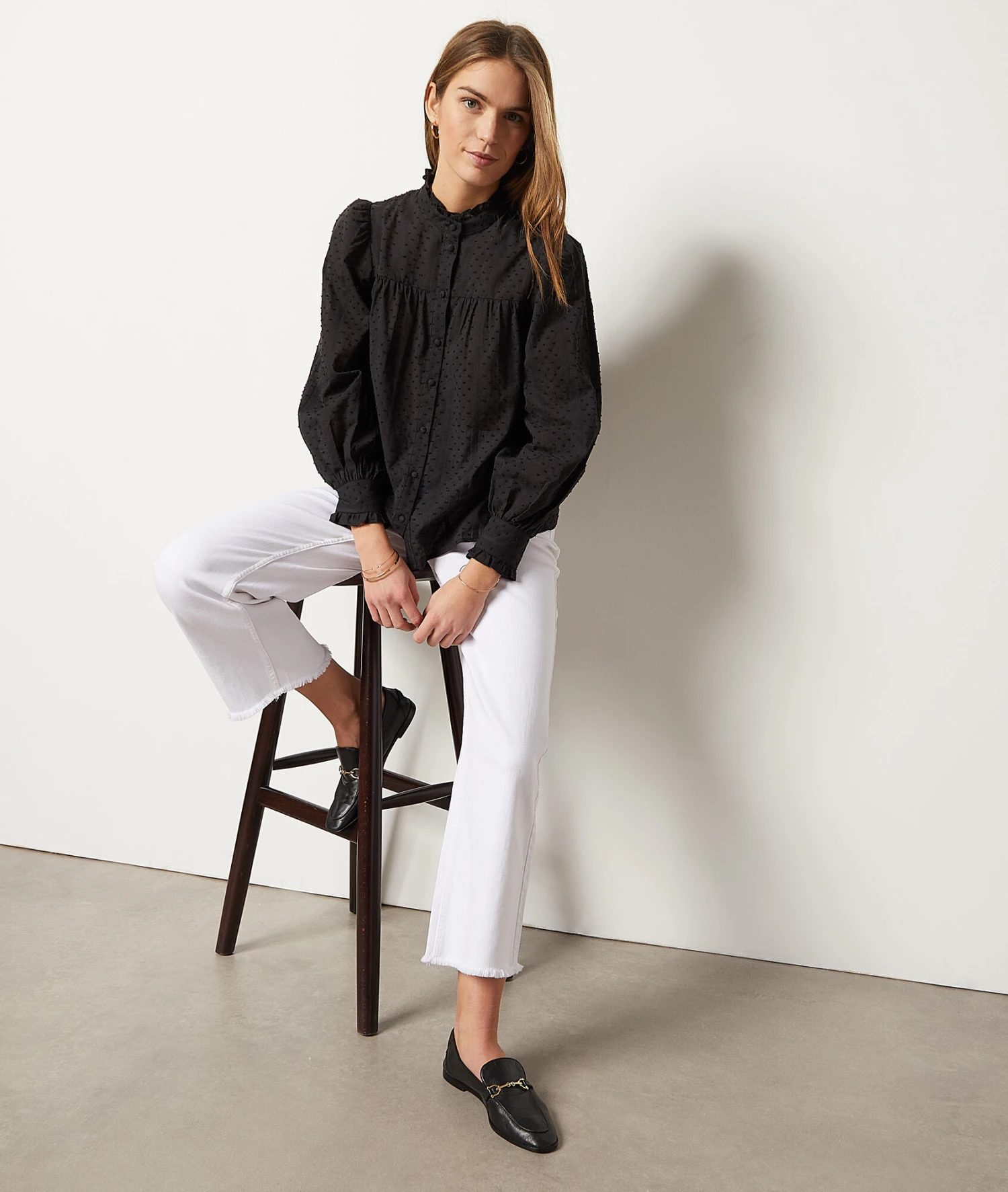 Hemdbluse Aus 100 % Baumwolle SCHWARZ 3 Hemdbluse Aus 100 % Baumwolle SCHWARZ – Bild 3