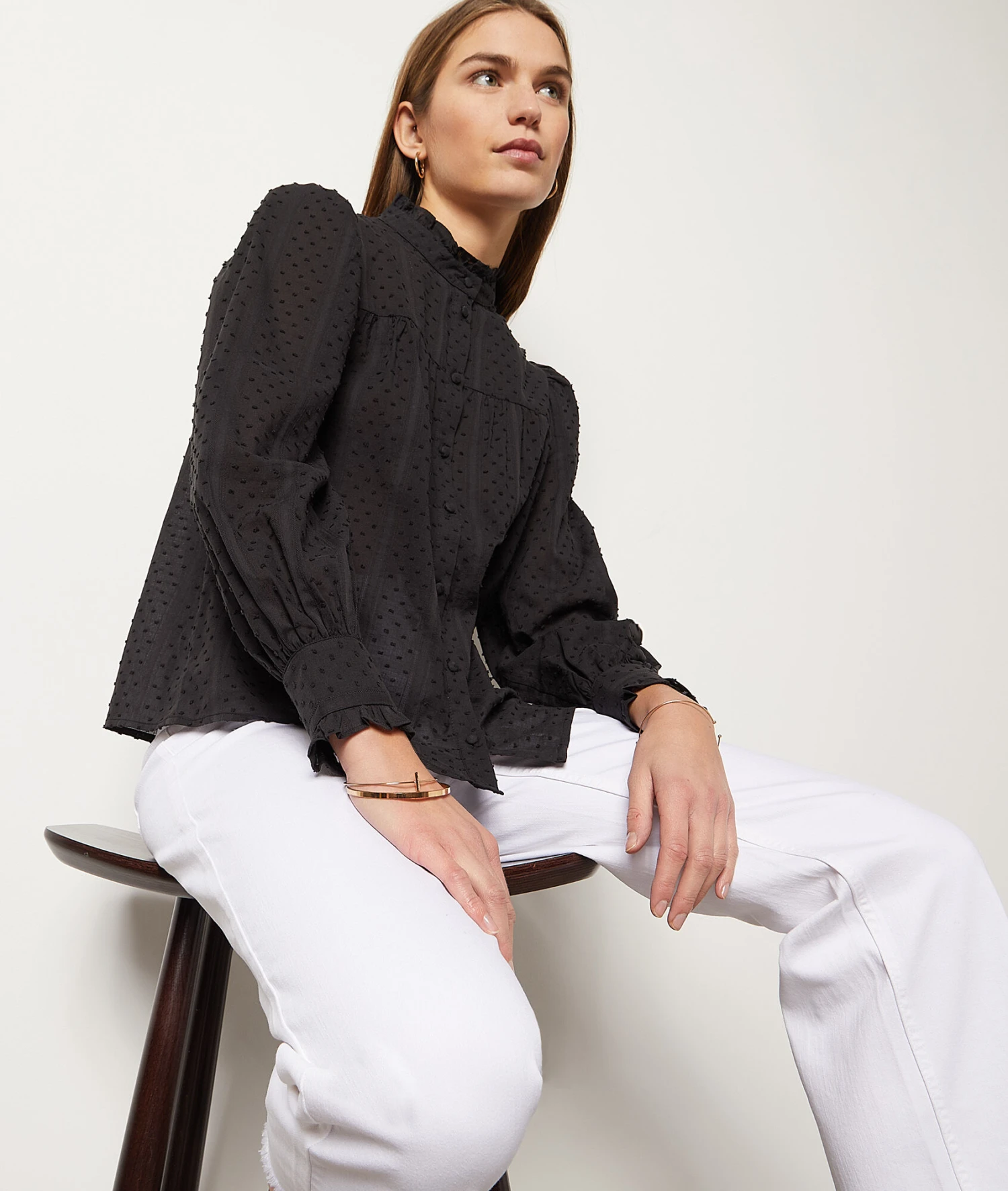 Hemdbluse Aus 100 % Baumwolle SCHWARZ 5 Hemdbluse Aus 100 % Baumwolle SCHWARZ – Bild 5