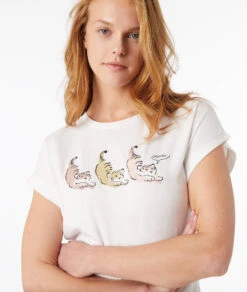 Damen T-Shirt aus 100 % Bio-Baumwolle – Bequemes Schlafshirt mit Print