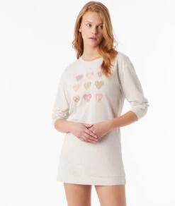 Kuscheliges Bio-Baumwolle Nachthemd in Beige mit Herz-Motiv -Etam Verkäufe 653937483 c