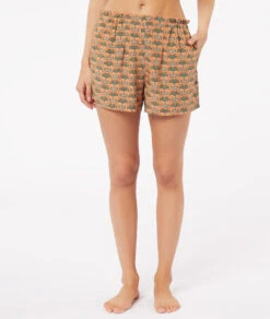 Pyjama-Shorts Damen Grün Nachhaltig - Bequeme Viskose mit Print