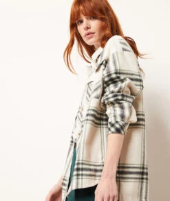 Gestreifte Überhemd-Jacke ECRU