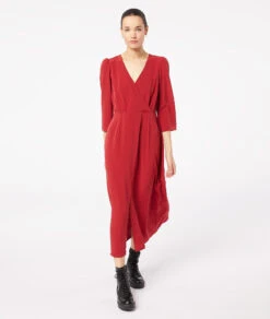 Langes Kleid Mit Schlitz GRANATROT -Etam Verkäufe 653942075 6