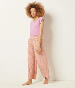 Damen Schlafshirt aus 100% Baumwolle - Weiches Kurzarm Pyjama-Oberteil in Rosa -Etam Verkäufe 653943070 6