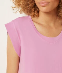 Damen Schlafshirt aus 100% Baumwolle - Weiches Kurzarm Pyjama-Oberteil in Rosa -Etam Verkäufe 653943070 b