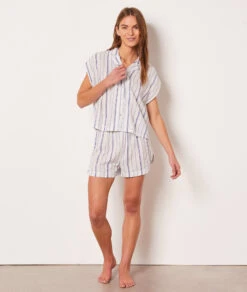 Elegante Gestreifte Damen Pyjama-Shorts in Ecru -Etam Verkäufe 653943180 6
