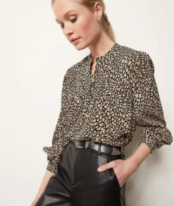 Bluse Mit Print SCHWARZ