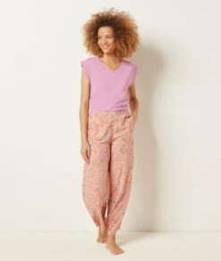 Kuschelige Pyjamahose mit süßem Pfirsich-Muster – Bequeme Lounge-Hose