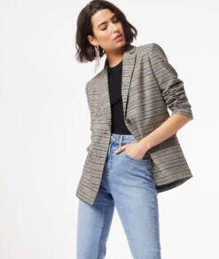 Gestreifte Blazer-Jacke GRAU
