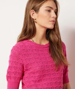 Pullover Mit Kurzen Ärmeln Aus Durchbrochenem Strick FUCHSIA -Etam Verkäufe 653962609 b