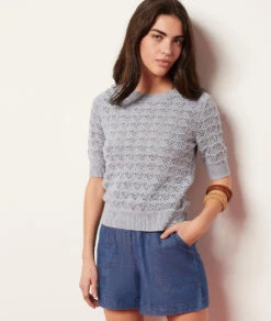Pullover Aus Durchbrochenem Strick BLAU -Etam Verkäufe 653962622 c