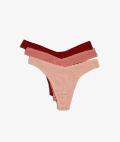 John 3er-Set Damen Tangas in Ziegelrot – Ripp-Baumwolle -Etam Verkäufe 653963465 c