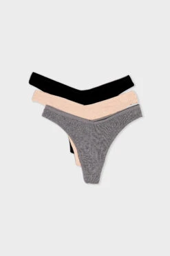 John 3er-Set Tangas Mehrfarbig – Gerippte Bio-Baumwolle