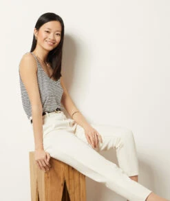 Gestreiftes Top Aus Leinenmischgewebe MARINEBLAU -Etam Verkäufe 653981980 6