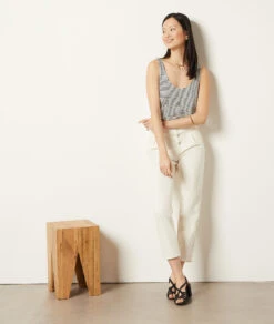 Gestreiftes Top Aus Leinenmischgewebe MARINEBLAU -Etam Verkäufe 653981980 c