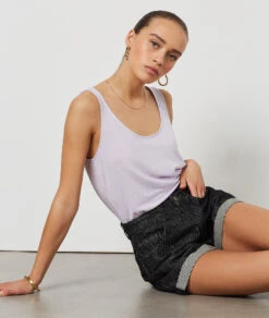 Top Aus Leinenmischgewebe LILA