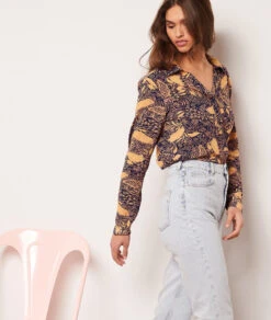 Bluse Mit Print MARINEBLAU