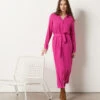 Langes Kleid Mit Bindegürtel FUCHSIA -Etam Verkäufe 653988072 x