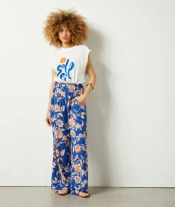 T-Shirt Mit Kurzen Ärmeln Und Print Sonne MARINEBLAU