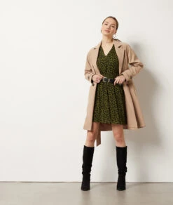 Fließendes Kleid Mit Print KHAKI