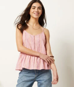 Caraco Aus Leinenmischgewebe ROSA