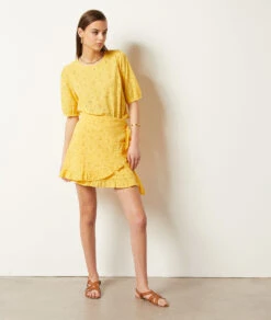 T-Shirt Mit Kurzen Ärmeln Mit Stickereien SONNENGELB -Etam Verkäufe 653996454 6